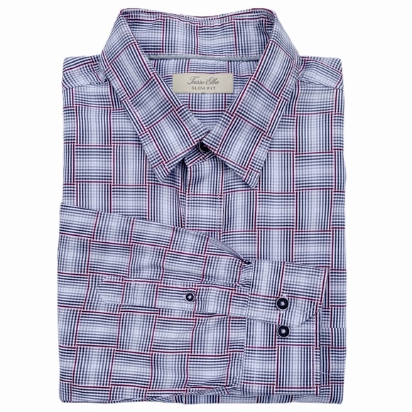 SOLD! Tasso Elba Slim Fit Plaid button Down - Picture 8 of 8
